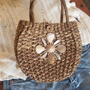 Coastal Beachy Seashell Grass Purse